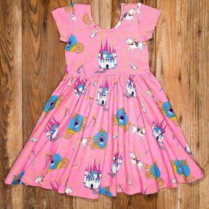 Eleanor Rose 5/6 Pink Princess Castle Print Twirl Dress